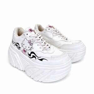 Bershka Hello Kitty Platform Sneaker White Flame Y2K Chunky Shoes EU 35 1504/660